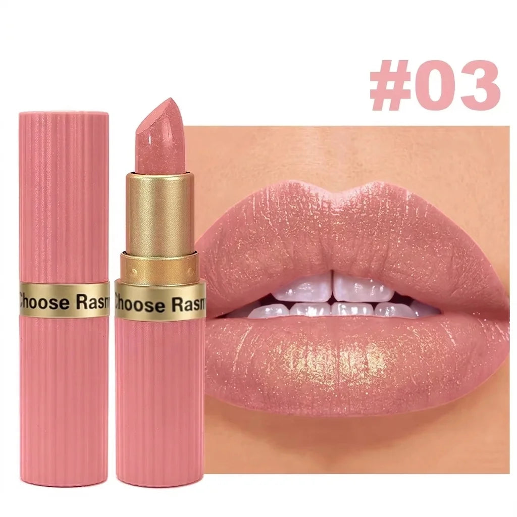 Lápiz labial de terciopelo con purpurina rosa nacarado, metálico, resistente al agua, de larga duración, mate, brillo, diamante, maquillaje cosmético para mujer