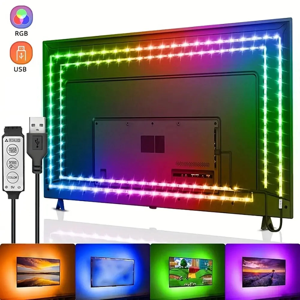 Luces Led para TV, tira de luces Led con Control de 3 teclas, cinta de luces USB de 5V para retroiluminación de TV, decoración de fiesta en casa, cinta Flexible