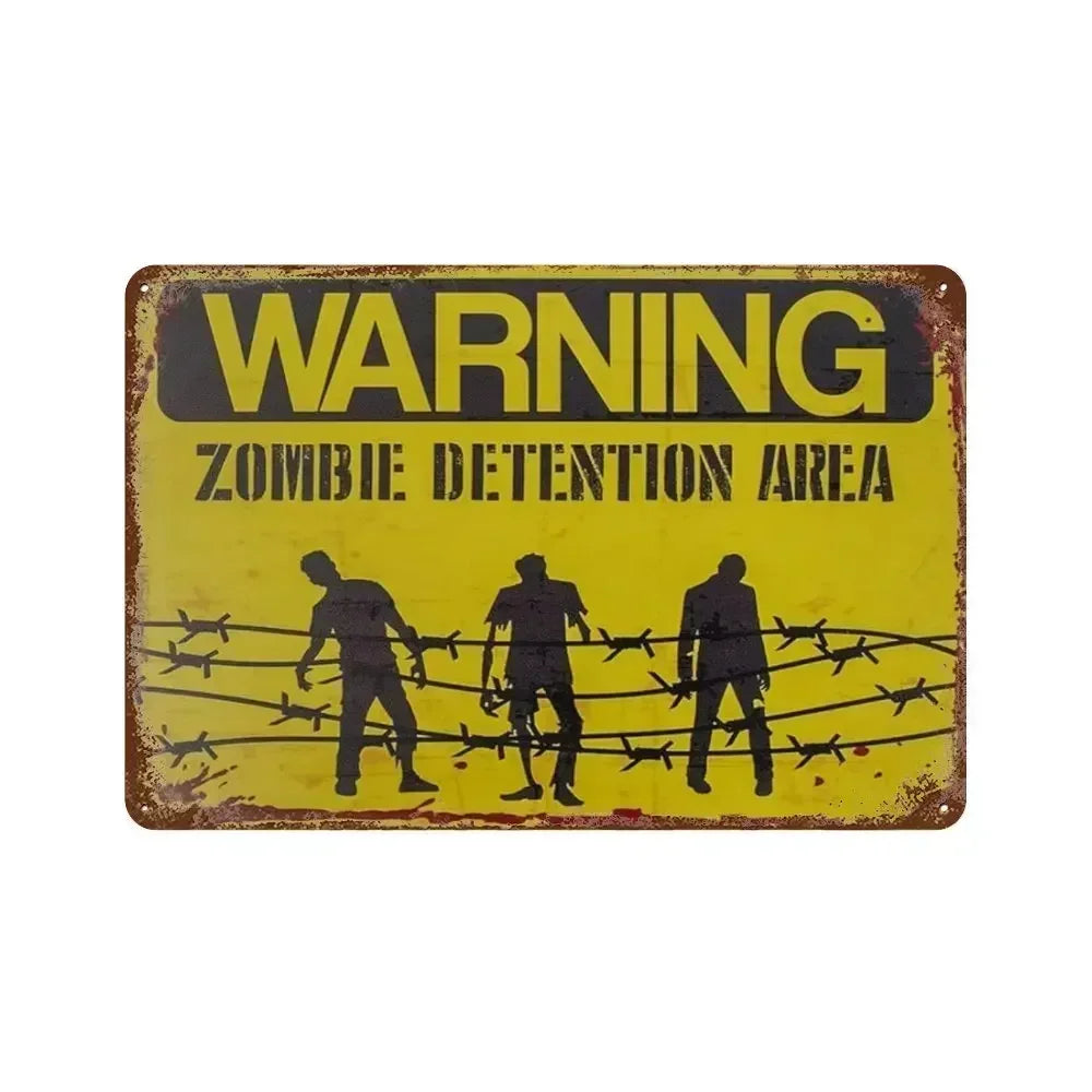 Letrero de metal con aviso de precaución retro inspirado en Tiki vintage, "Vídeo de advertencia para niños", para hombre, cueva, garaje y puerta, arte de pared
