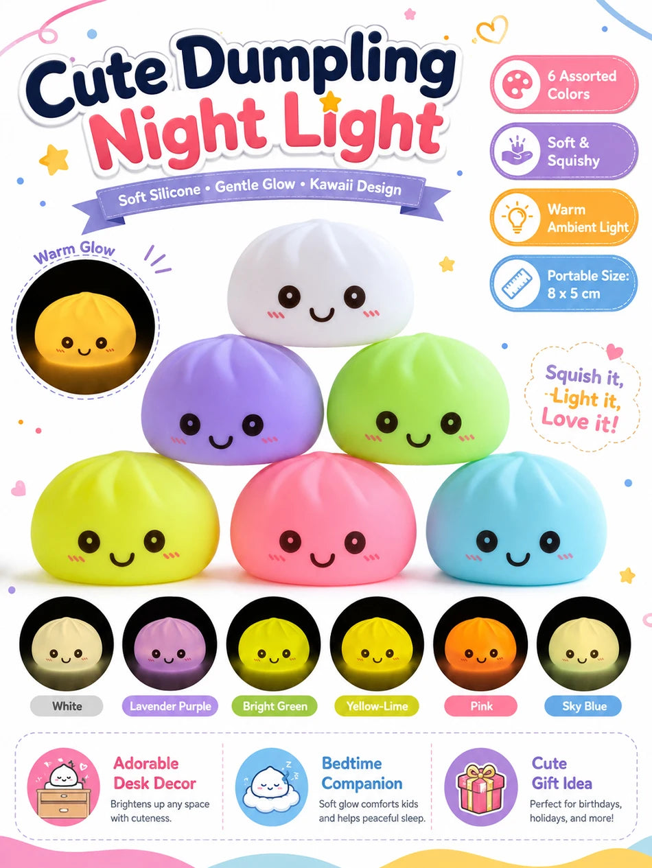 Nuevas luces nocturnas de dumplings 2027, adorno de escritorio de dumplings luminosos, linda caja de vaporera de dumplings luminosa, luces de dumplings kawaii, regalos