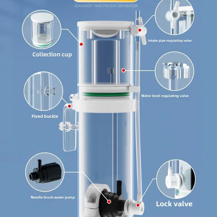 Mini separador de proteínas para acuario, filtro de Coral de agua de mar, minifiltro incorporado para acuario, 110V-240V