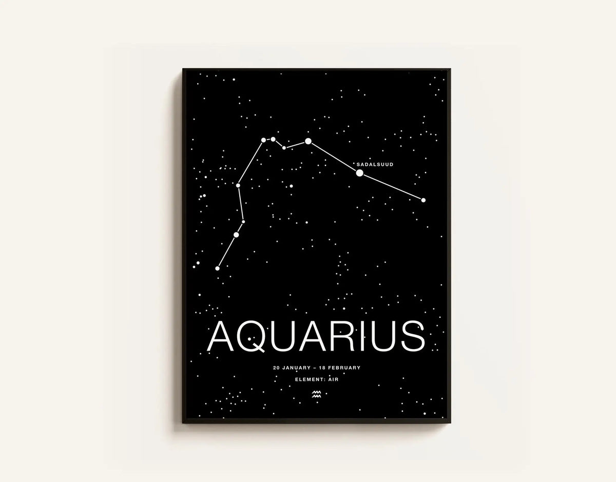 Zodiac Minimalist Aries Cancer Libra Aquarius Sign Black White Poster Print Wall Art Pictures Canvas Painting Room Home Decor