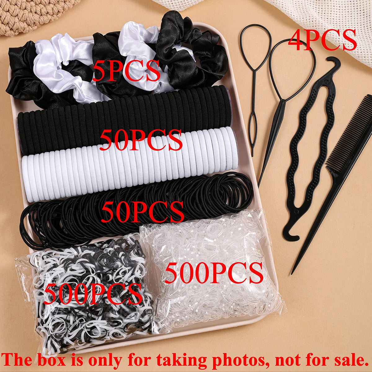 1109 Uds. Conjunto de accesorios para el cabello oscuro para mujer, coleteros elásticos sin costuras, bandas de goma pequeñas, lazos para el cabello a la moda, diademas