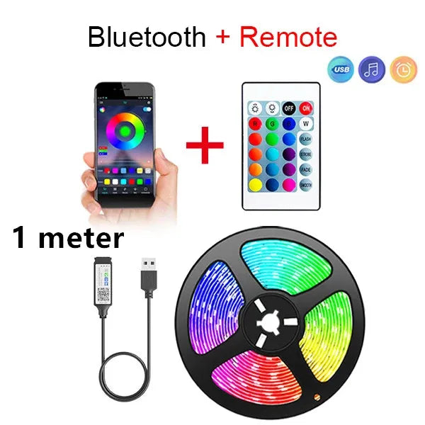 Tira de luces LED con Bluetooth, SMD inteligente 5050, aplicación remota, Control, cinta Flexible, lámpara de diodo, retroiluminación de TV, sala de juegos, decoración del hogar