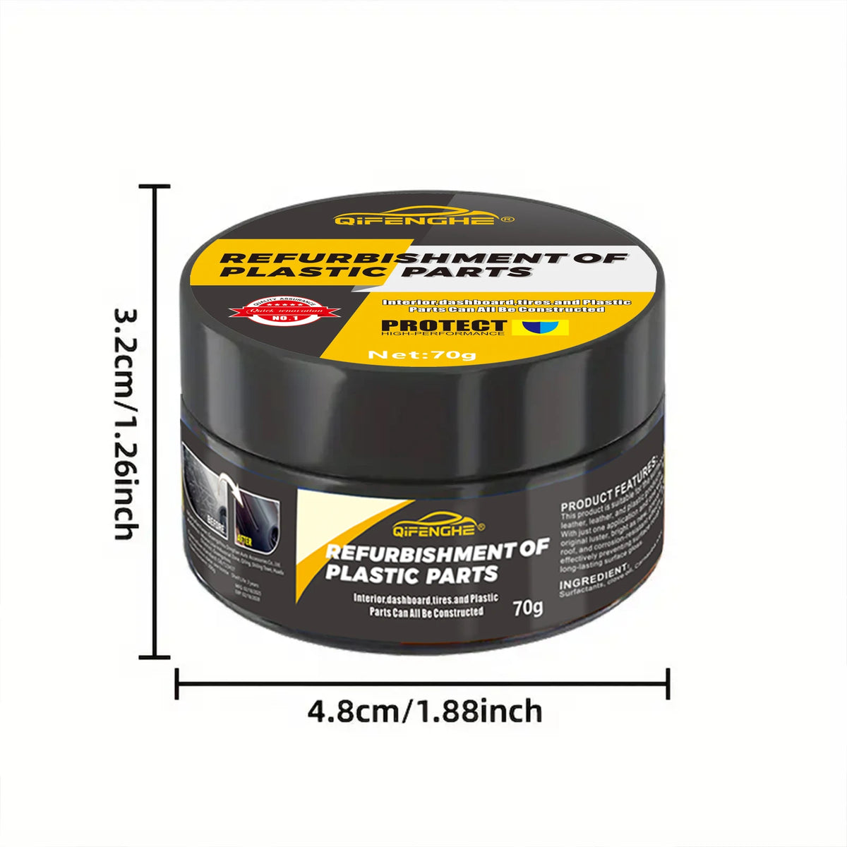 Agente Reparador de Plásticos para Automóviles - Cera para Pulir Plásticos Interiores y Exteriores, Crema Reparadora de Arañazos y Antienvejecimiento, Apta para Neumáticos