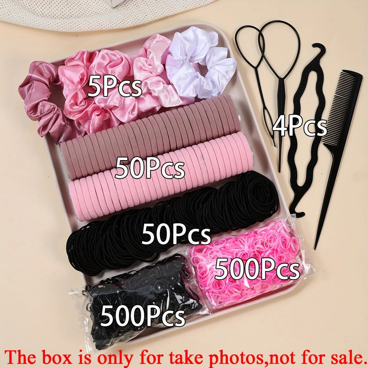 1109 Uds. Conjunto de accesorios para el cabello oscuro para mujer, coleteros elásticos sin costuras, bandas de goma pequeñas, lazos para el cabello a la moda, diademas