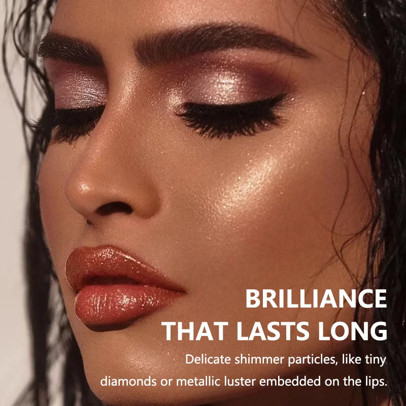 Lápiz labial de terciopelo con purpurina rosa nacarado, metálico, resistente al agua, de larga duración, mate, brillo, diamante, maquillaje cosmético para mujer