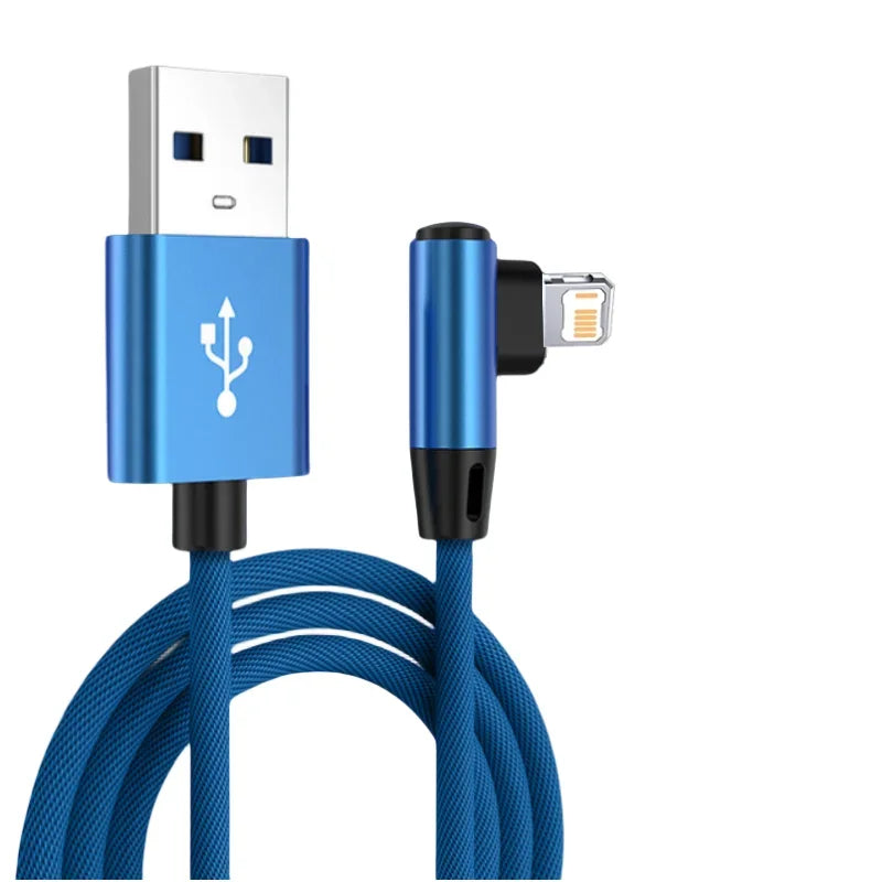 Cable USB de carga rápida para teléfono móvil, Cable de carga rápida de 90 grados para iPhone 14, 13, 12, 11 Pro Max, X, XR, 6s, 7, 8 Plus, 2m, 3m