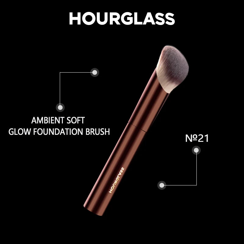 Hourglass-brocha de maquillaje de fibra suave, cepillo de base de brillo ambiental, diseño de moda de cabello, un solo rostro, n. ° 21