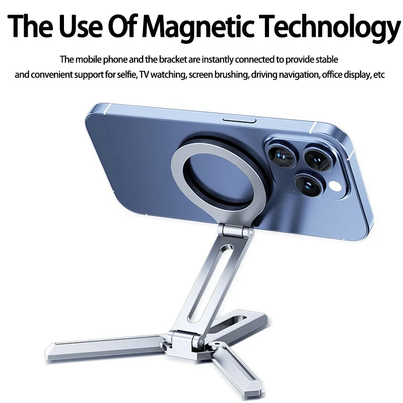 Soporte magnético plegable para teléfono, trípode perezoso de escritorio, soporte para teléfono móvil Magsafe iPhone 16 15 14 13 12 Pro Max