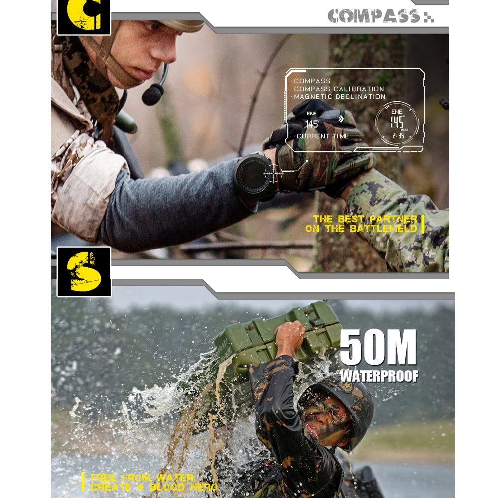 Reloj Deportivo Digital para Hombre NORTH EDGE, Relojes Militares para Correr y Nadar, Altímetro, Barómetro, Brújula, Resistente al Agua 50 m