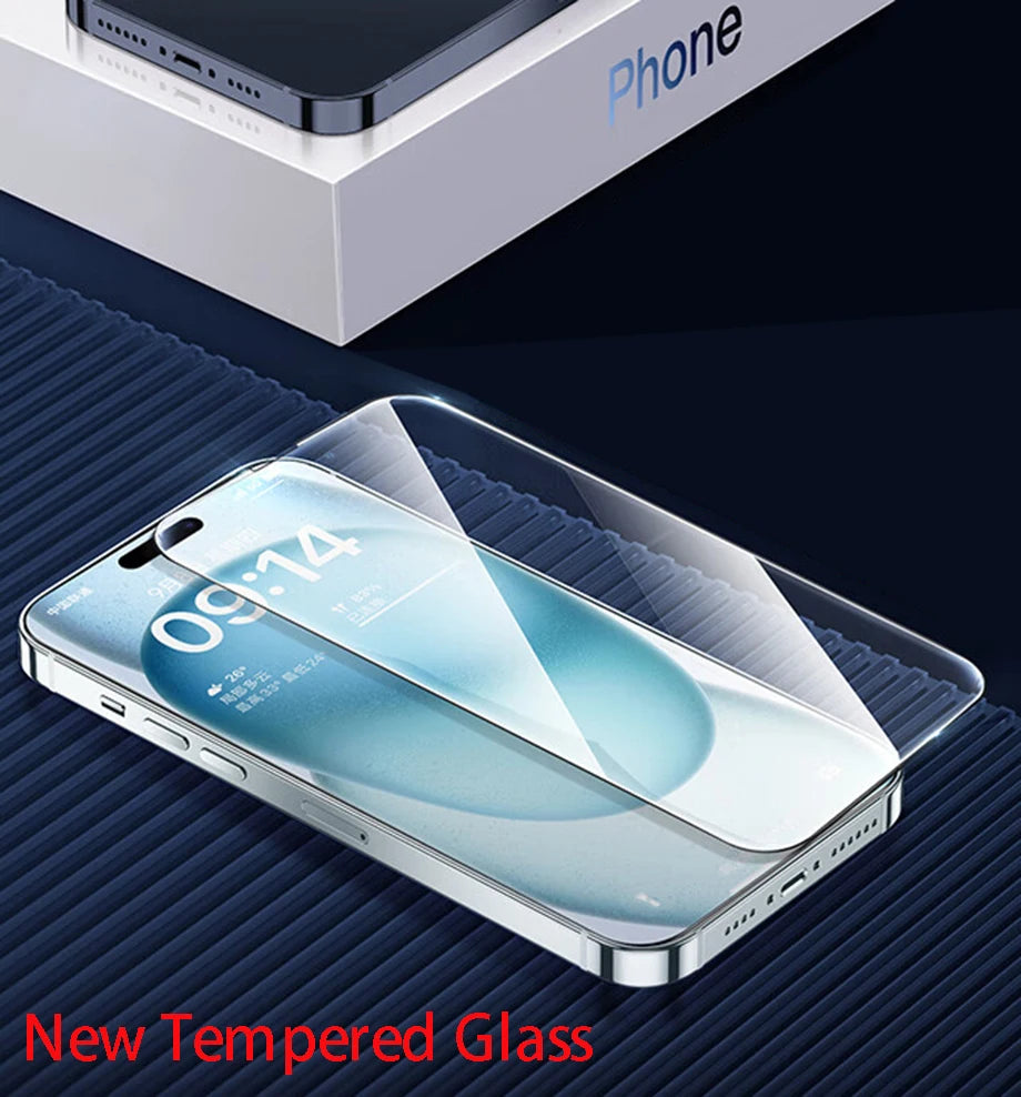 Protector de pantalla de vidrio templado para iPhone, película protectora para iPhone 15, 14, 13, 12, 11 Pro Max, 6, 7, 8 Plus, X, XS, Max, XR, 4 unidades
