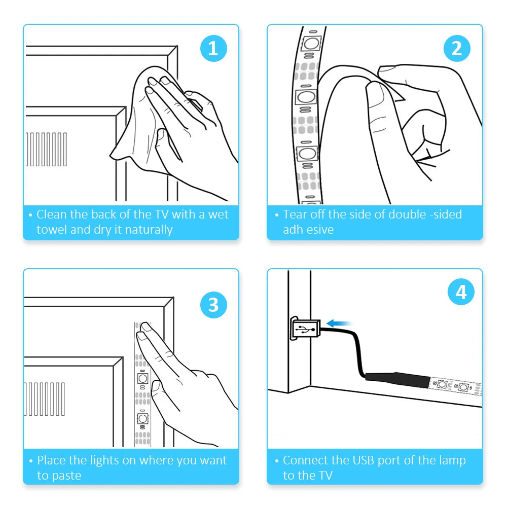 Luces Led para TV, tira de luces Led con Control de 3 teclas, cinta de luces USB de 5V para retroiluminación de TV, decoración de fiesta en casa, cinta Flexible