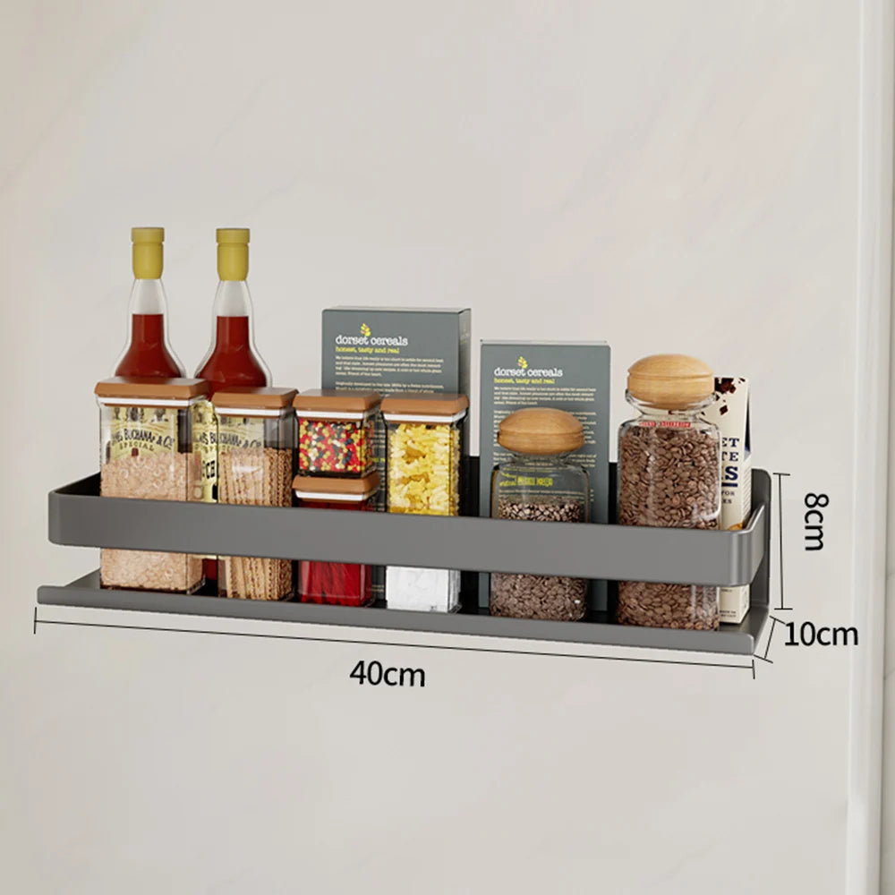 Estante de especias montado en la pared, estante multifuncional para artículos, ganchos para herramientas de cocina, estante de almacenamiento de condimentos de cocina