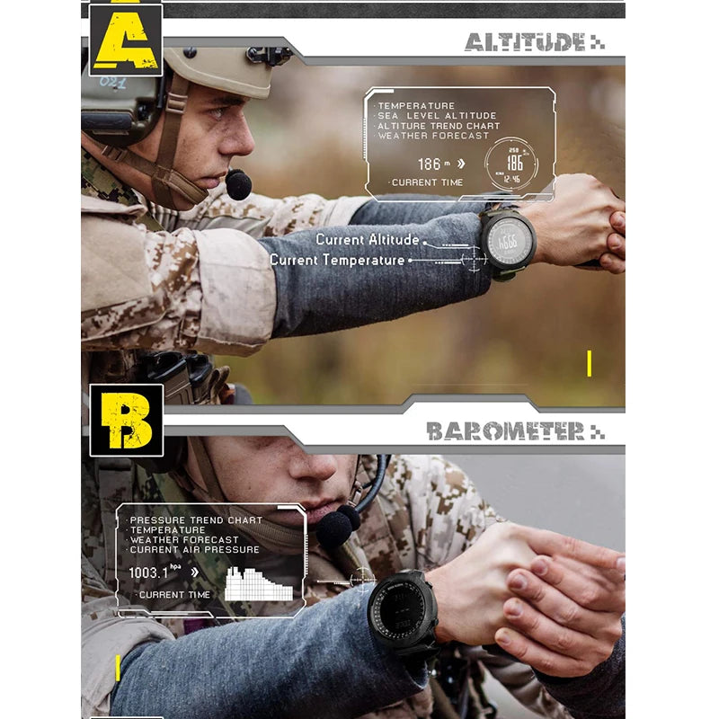 Reloj Deportivo Digital para Hombre NORTH EDGE, Relojes Militares para Correr y Nadar, Altímetro, Barómetro, Brújula, Resistente al Agua 50 m